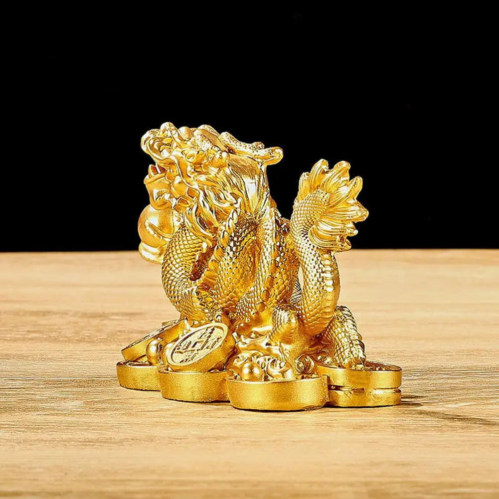 Chinese auspicious Money Dragon statuette Resin sculpture Feng Shui Decoration Home living room bedroom office Figurines