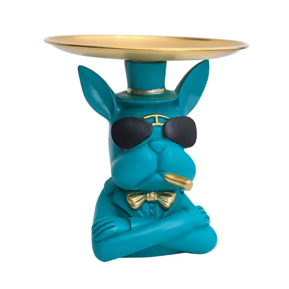 Bulldog Cool Sculpture Dog Ornament Butler Storage Box with Tray Nordic Table Decoration Resin Animal Sculpture Coin Piggy Bank