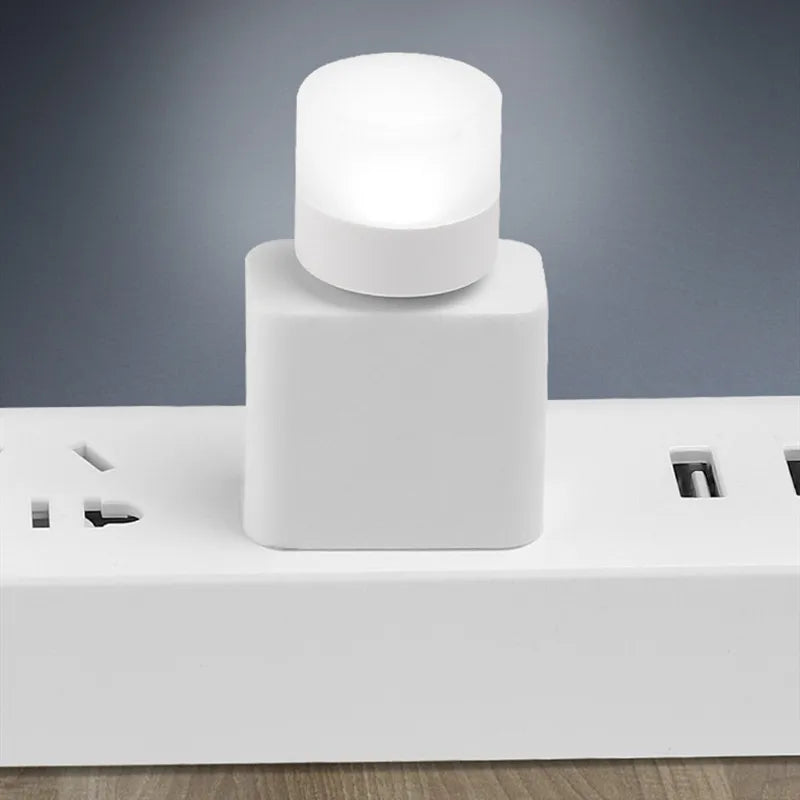 USB Night Light Mini LED Night Light USB Plug Lamp Power Bank Charging USB Book Lights Small Round Reading Eye Protection Lamps