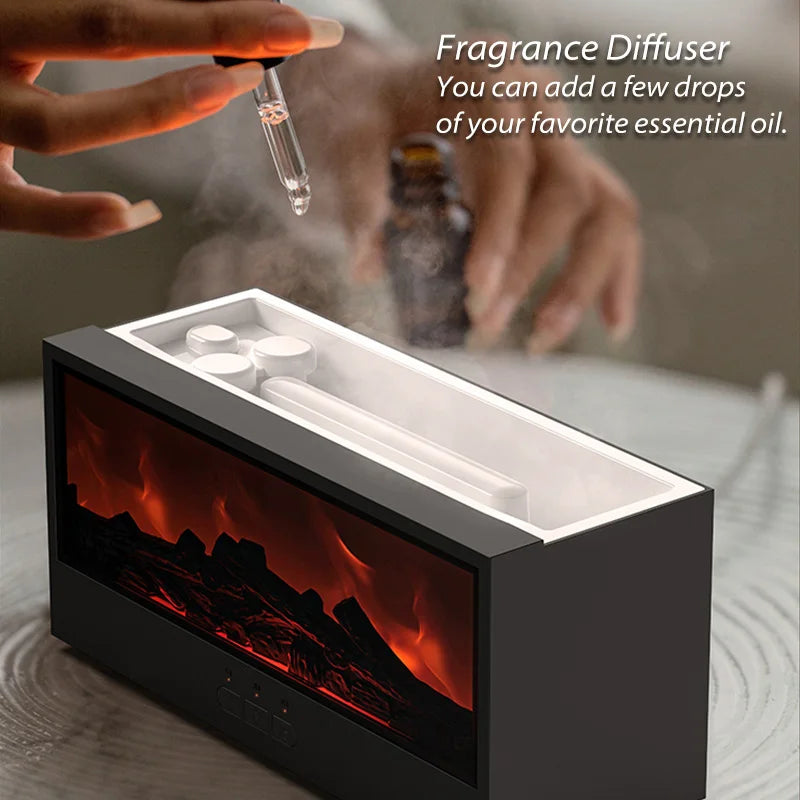 Creative Fireplace Aroma Diffuser Flame Air Humidifier Waterless Auto-Off Protection with Remote for Home Bedroom Holiday Gifts