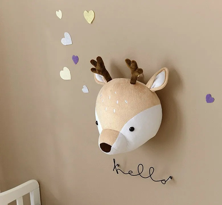 Wall Decoration Animal Head Soft Wall Hanging Ins Nordic Style Children's Room Creative Decoration Hanging Elephant