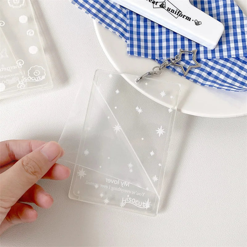 Acrylic Transparent PhotoCard Holder Kpop Idol Card Sleeve Case ID Bank Card Photo Display Stand Album Cover Pendant Keychain