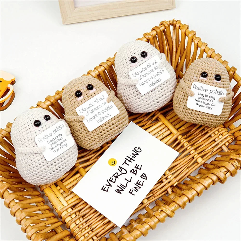 Handmade Positive Big Butt Potatoes Doll With Card Home Decoration Knitting Potato Doll Ornament Room Decor Christams Party Gift