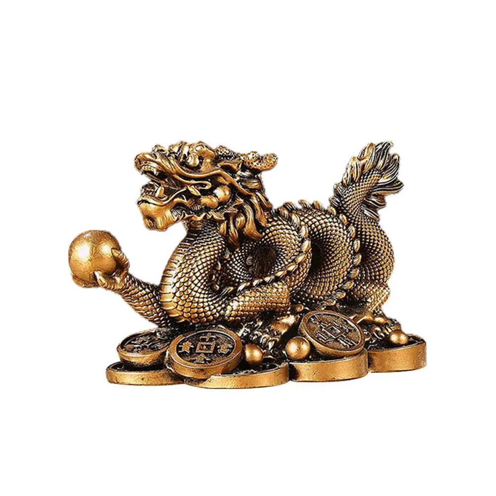 Chinese auspicious Money Dragon statuette Resin sculpture Feng Shui Decoration Home living room bedroom office Figurines