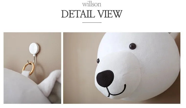 Wall Decoration Animal Head Soft Wall Hanging Ins Nordic Style Children's Room Creative Decoration Hanging Elephant