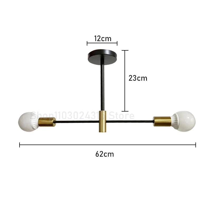 Simple Branch Ceiling Chandelier Modern Nordic E27 Black Gold LED Ceiling Light Restaurant Aisle Balcony Corridor Lighting