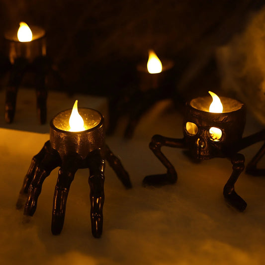 Halloween Tea Light Candles Skeleton Hand Flameless LED Candles 8.5cm/3.3inch Flameless Tea Lights Candle Lamp For Halloween