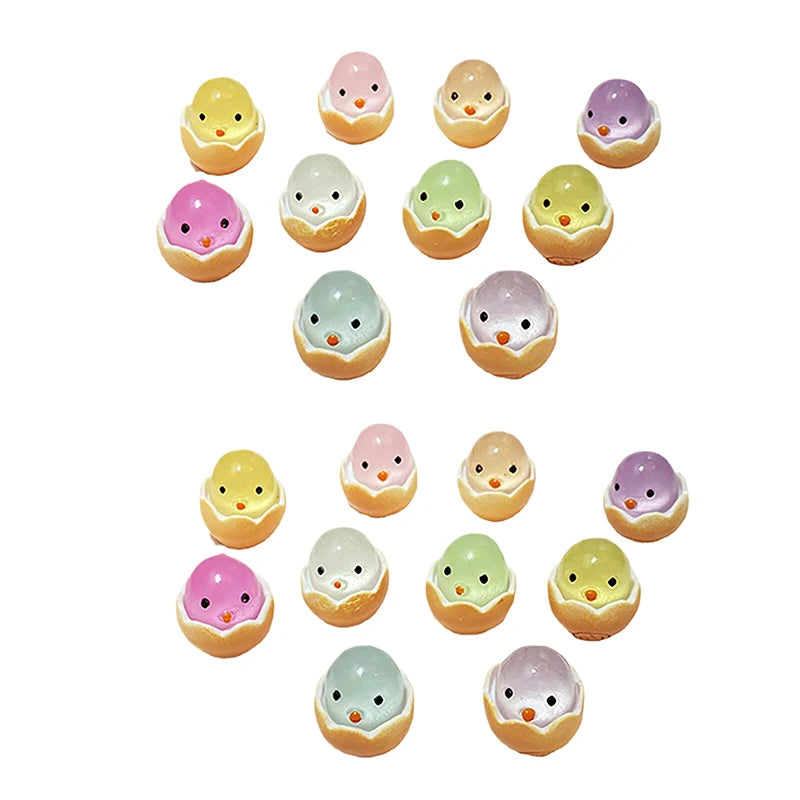 20Pcs Easter Eggshell Chick Micro Landscape Decorations Glowing Easter Eggs Ornament Kids Novelty Toys Easter Decor DIY Gifts