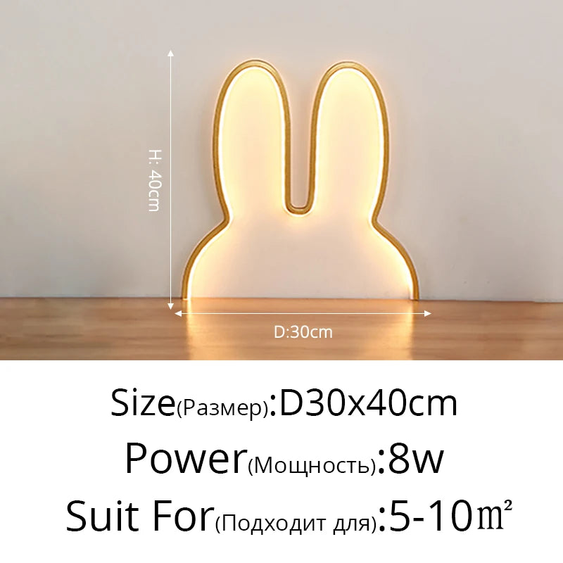 Cute Led Rabbit Wall Lights USB Powered Baby Desk Table Lamp For Bedroom Bedside Children Kid's Room Home Decor Atmosphere Light