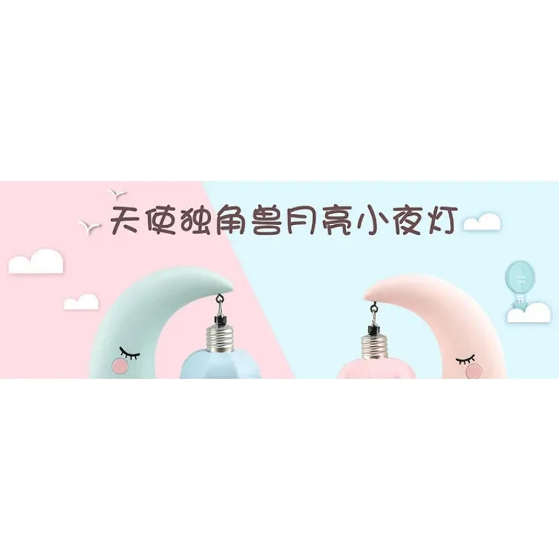 Pink unicorn girl heart angel moon nightlight, students and girls creative home desktop decorative resin ornaments gifts.