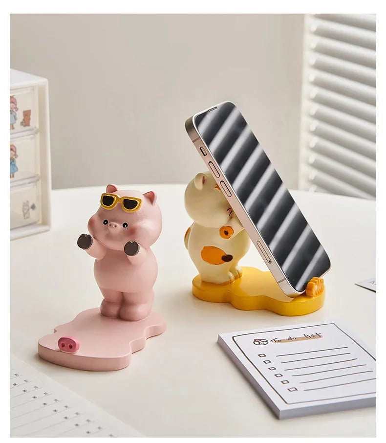 Home Decor Exquisite Kittens Figurines Miniatures Lovely Decor Ornaments Desktop Mobile Phone Bracket Office Desk Accessories