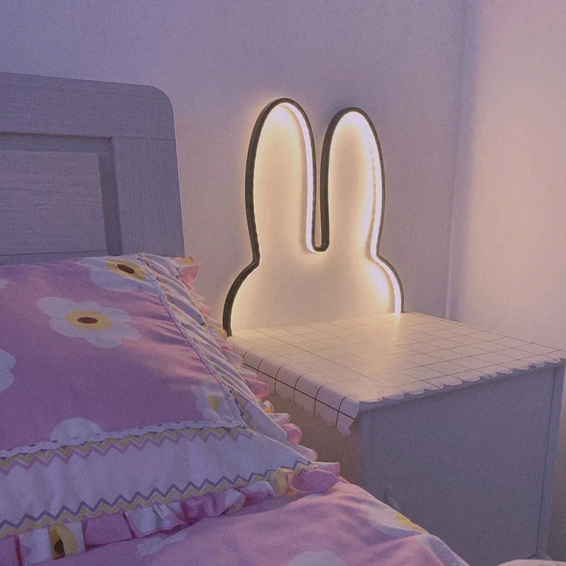Cute Led Rabbit Wall Lights USB Powered Baby Desk Table Lamp For Bedroom Bedside Children Kid's Room Home Decor Atmosphere Light