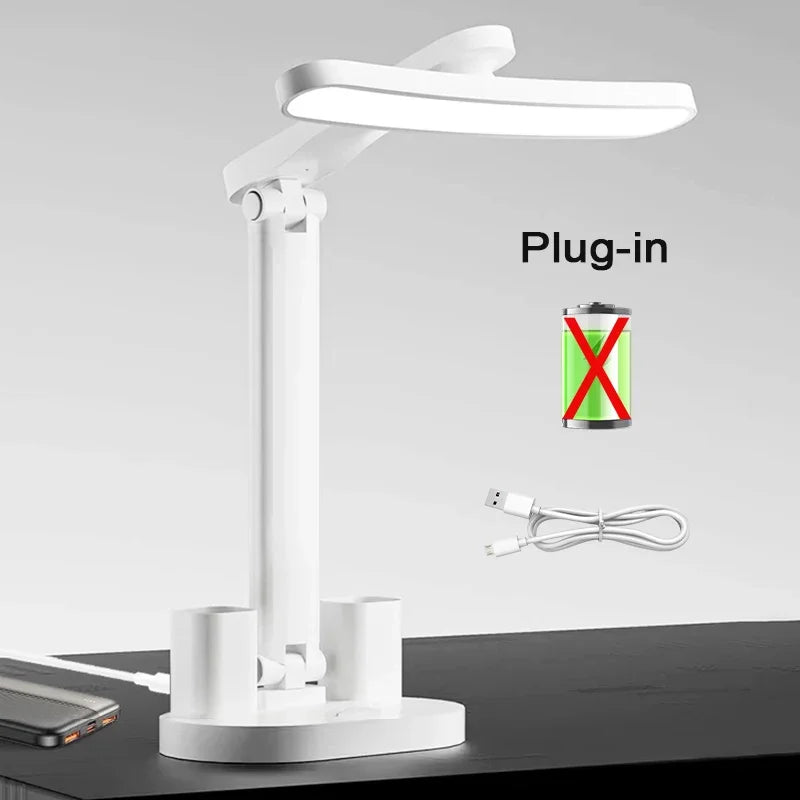 Clock LED Table Lamp USB Chargeable Dimmable Desk Lights Foldable Eye Protection Desktop Study desk  Reading  Night Light  LampS