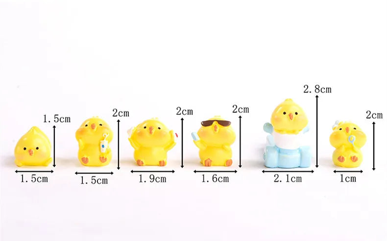 Figurines Miniatures Cute Yellow Chicken Animal Micro Landscape Ornaments For Home Decorations Room Decor Desk Accessories