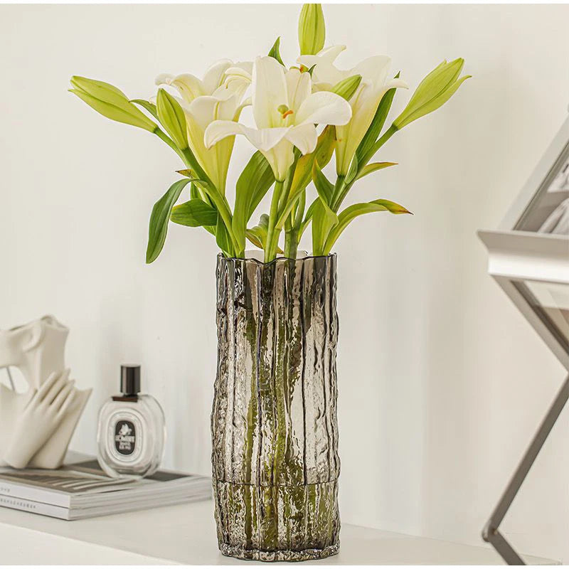 Transparent Glass Vase Flower Arrangement Art Dried Fresh Flowers Roses Office Desktop Living Room Bedroom Wedding Dining Room