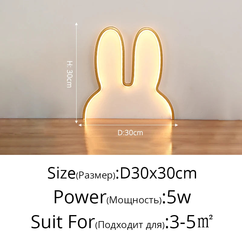 Cute Led Rabbit Wall Lights USB Powered Baby Desk Table Lamp For Bedroom Bedside Children Kid's Room Home Decor Atmosphere Light