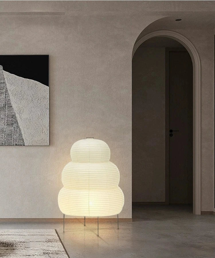 Japanese Wabi-sabi Tripod Floor Lamp Bedroom Bedside Living Dining Room Study Loft Decor Desk Light White Rice Paper Table Lamp