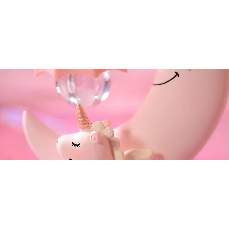 Pink unicorn girl heart angel moon nightlight, students and girls creative home desktop decorative resin ornaments gifts.