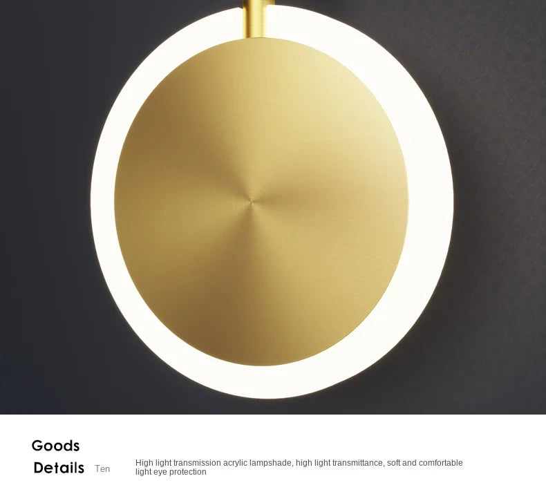 Modern Wall Sconce Light Fixture Indoor Lighting Bedside Lamp Led Home Decor Corridor Bedroom Living Room Acrylic Art Round gold