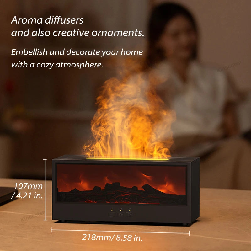 Creative Fireplace Aroma Diffuser Flame Air Humidifier Waterless Auto-Off Protection with Remote for Home Bedroom Holiday Gifts
