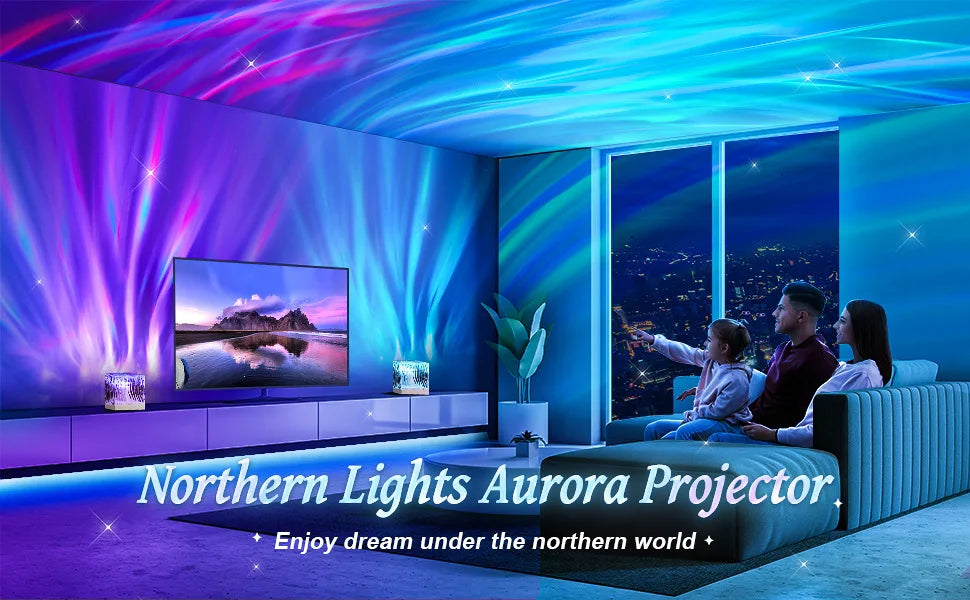 Ins Style RGB Remote Dynamic Rotary Water Ripple Dream Aurora Projector Home Bedroom Decor Northern Lights Table Lamp