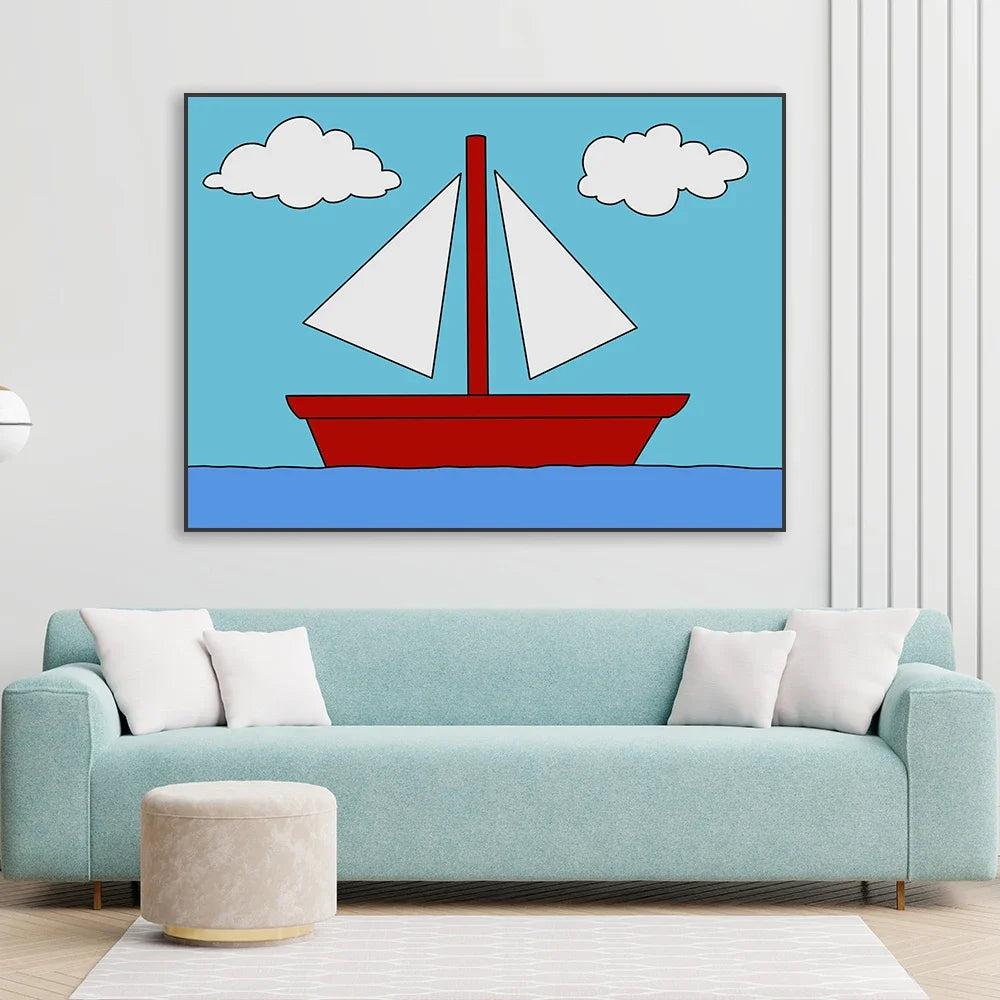 Simpsons Living Room Canvas Painting Movie Retro Funky Car Prints Simpsons Boat Landscape Poster Home Kids Bedroom Decor