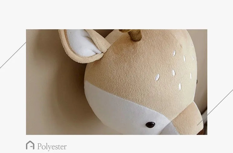 Wall Decoration Animal Head Soft Wall Hanging Ins Nordic Style Children's Room Creative Decoration Hanging Elephant