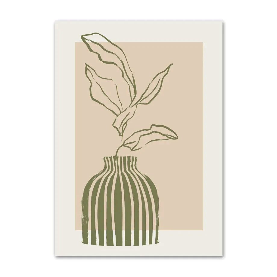 Boho Sage Green Plants Posters  Abstract Artwork Geometric Wall Art Canvas Painting Nordic Art Poster Living Room Home Decor