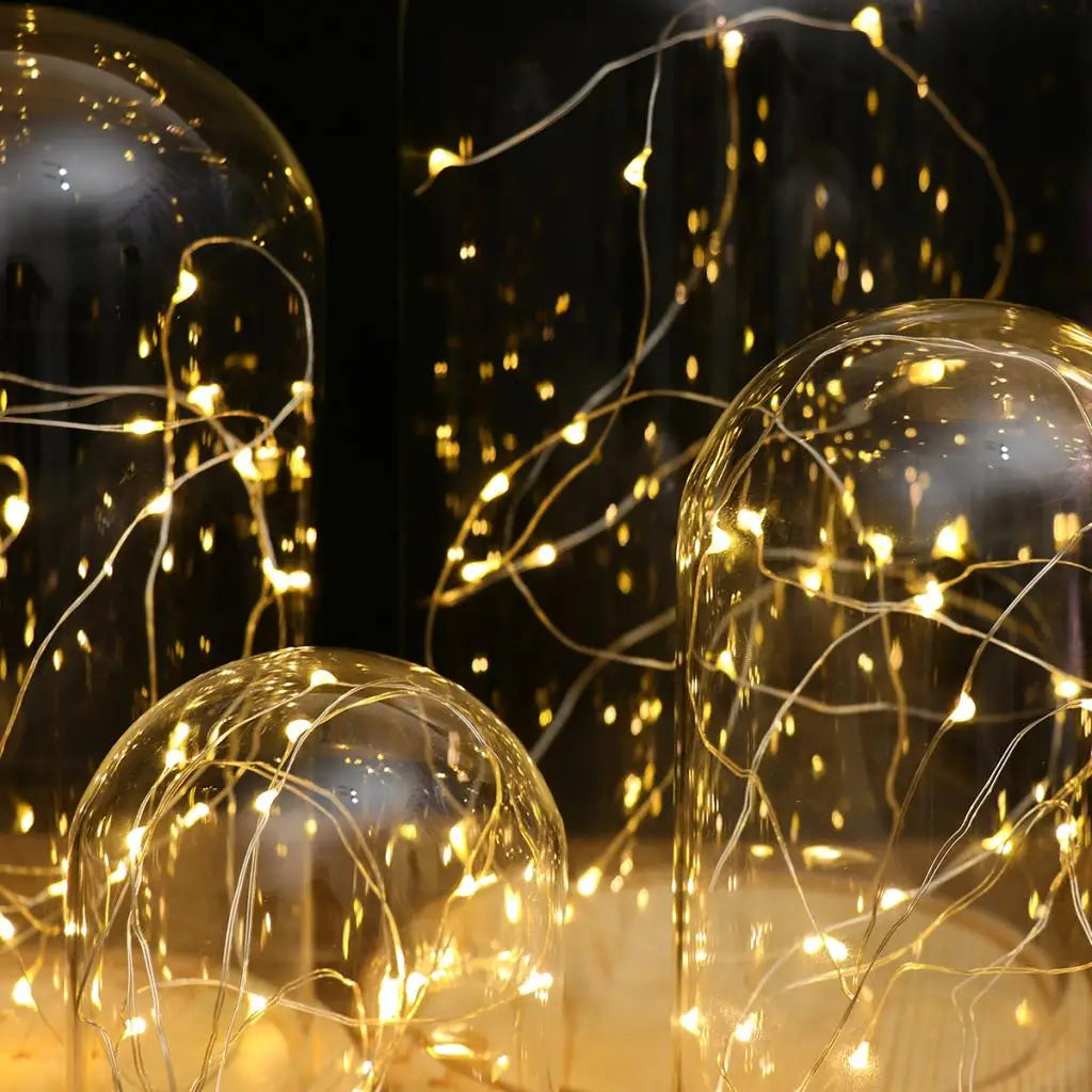 Brinkle Battery Operated LED Lights Wooden Base Clear Glass Cloche Dome Tabletop Decor for Home Decoration Gifts Party Decor