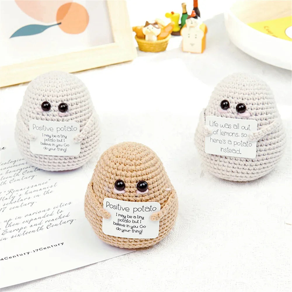 Handmade Positive Big Butt Potatoes Doll With Card Home Decoration Knitting Potato Doll Ornament Room Decor Christams Party Gift
