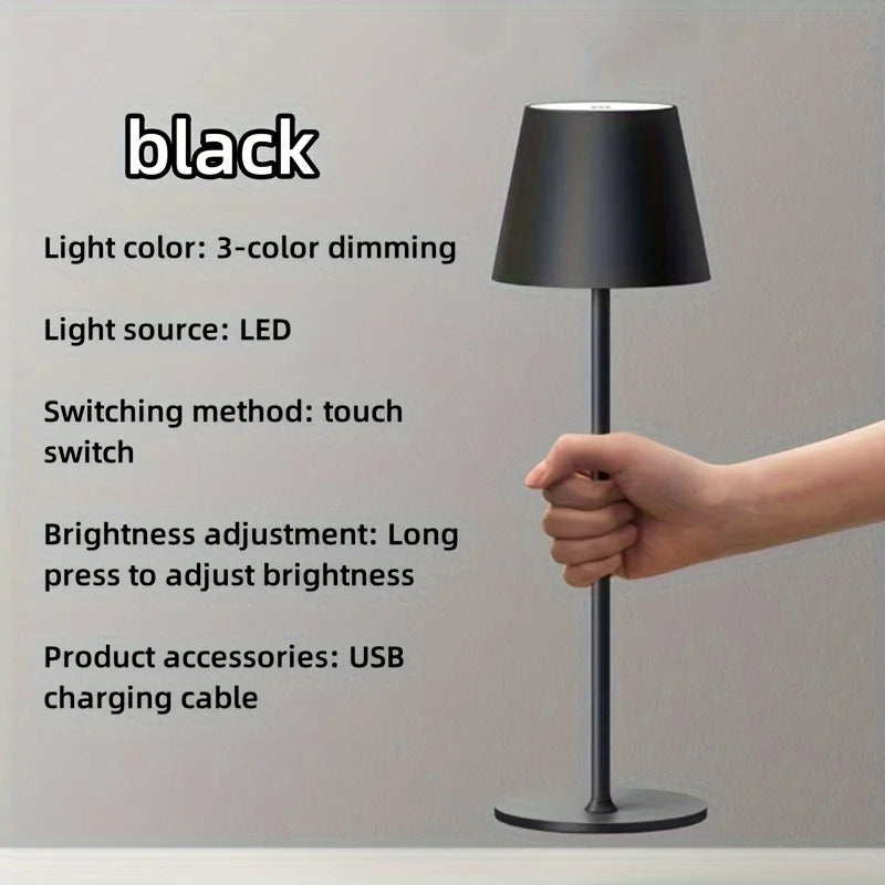 Rechargeable Table Lamp Touch Sensor LED Desktop Night Light Wireless Reading Lamp For Hotel Bar Restaurant Bedroom Decor Light