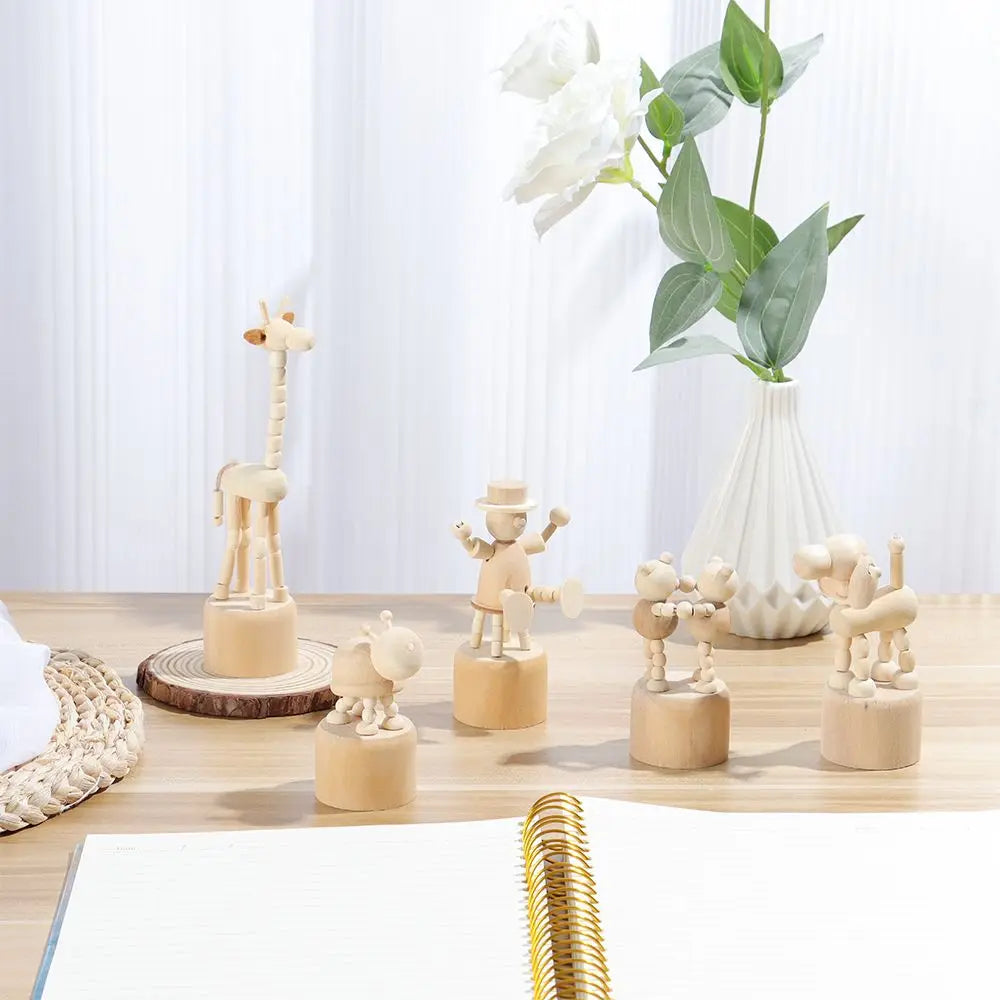 Giraffe Dog Home Decoration Figurine Gifts Educational Toys Wood DIY Craft Mini Desktop Decor Wooden Animal Ornaments