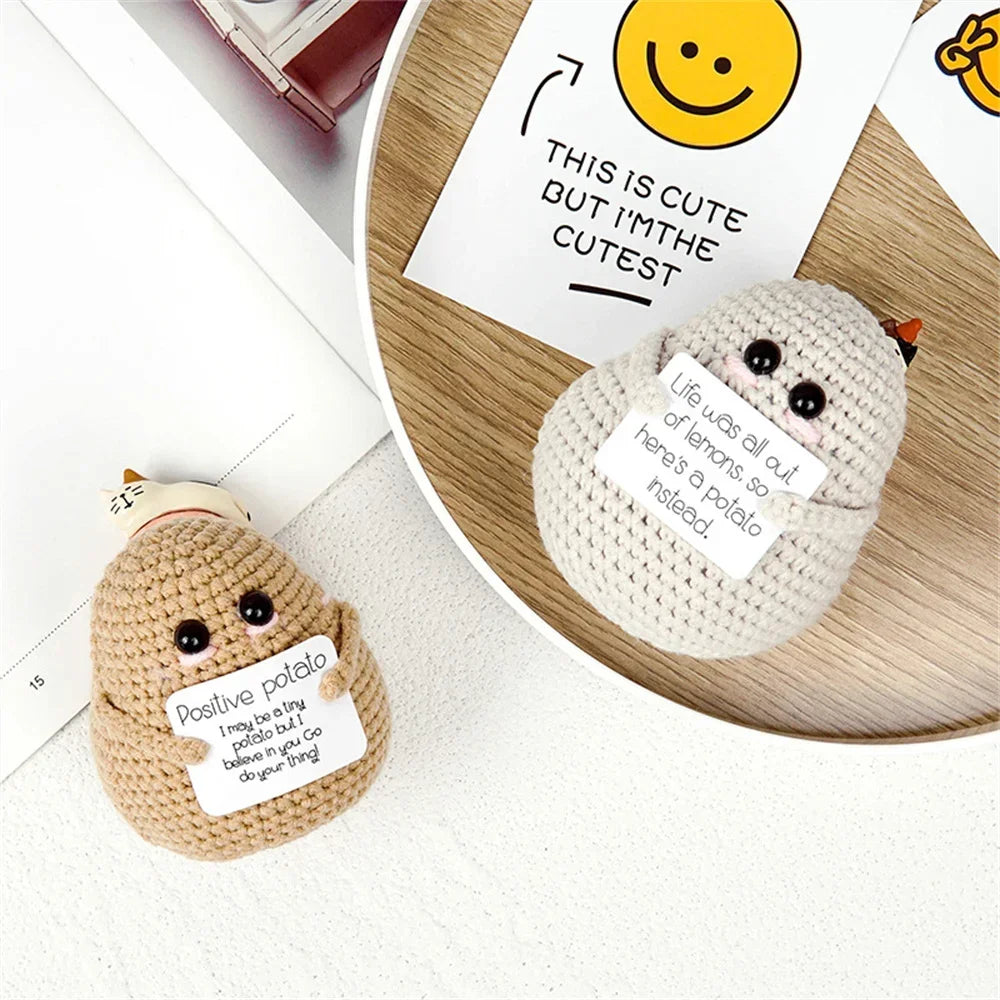 Handmade Positive Big Butt Potatoes Doll With Card Home Decoration Knitting Potato Doll Ornament Room Decor Christams Party Gift