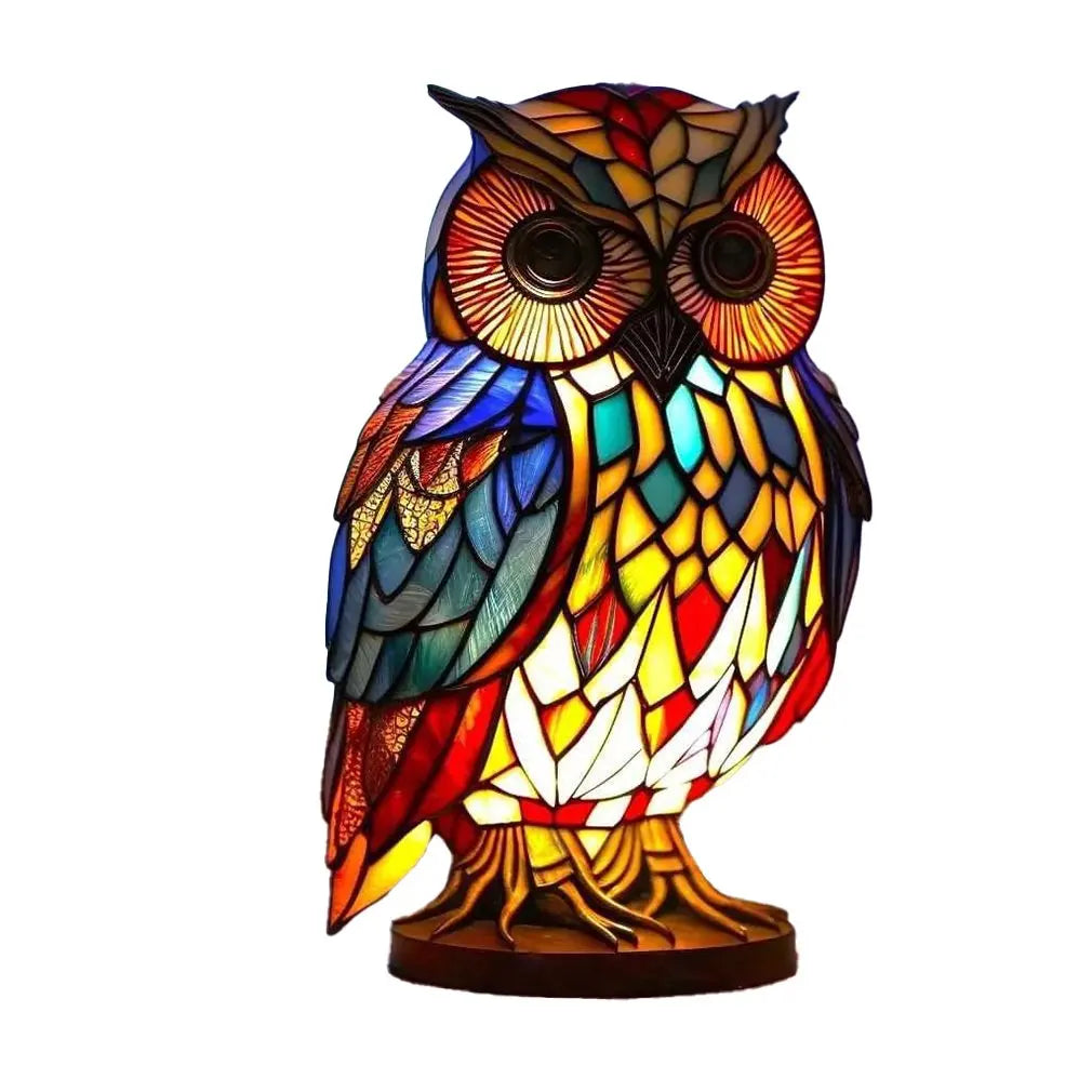 Animal Table Lamp Series Lion Dolphin Wolf Stained Glass Bedside Light Owl Horse Rooster Elephant for Living Room Bedroom Office