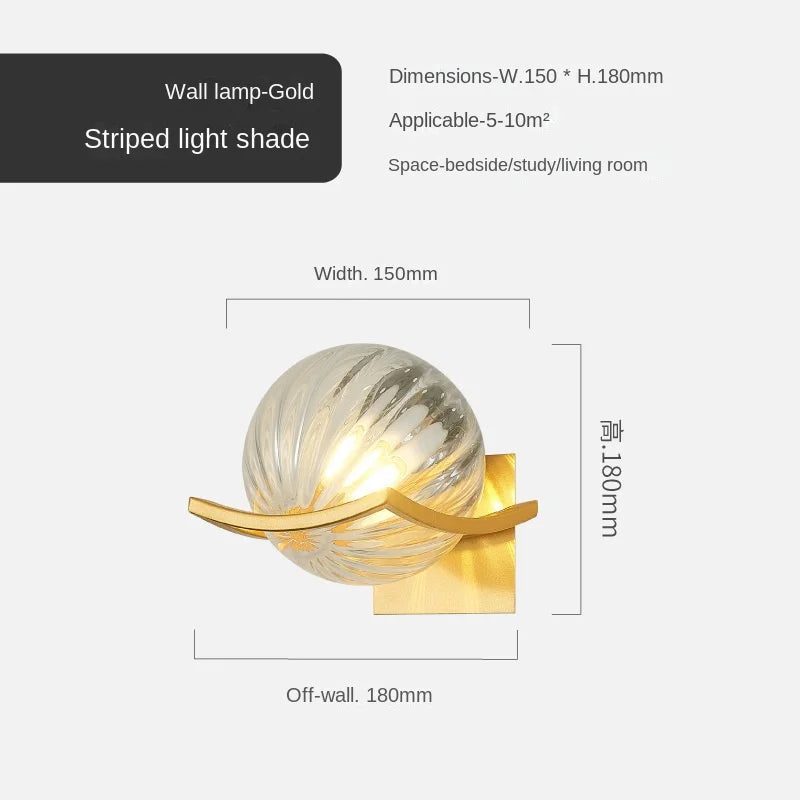 Modern Led wall Light Gold Glass Ball Wall Lamp living Room Bathroom Bedroom Bedside Entrance Porch Indoor Lighting DecorLamp