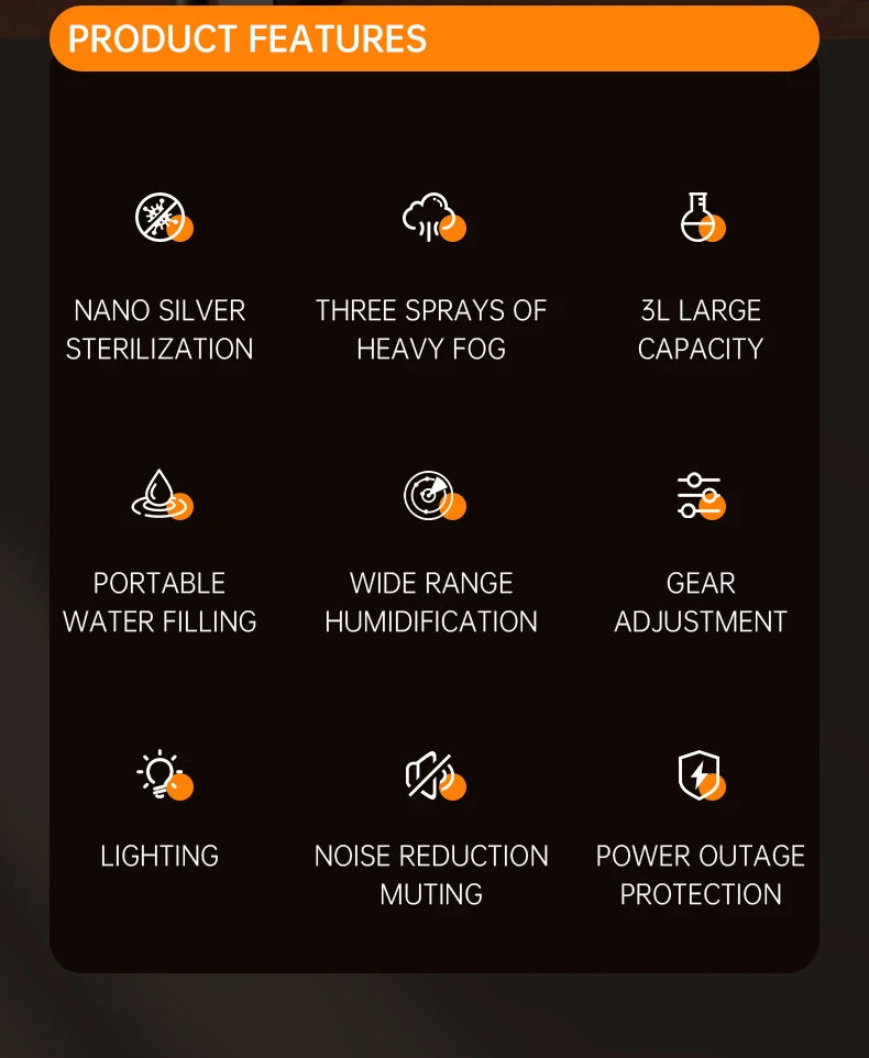 New Creative Humidifier Household Atomizer 3L Large Capacity Three Jet USB Silent Desktop Bedroom Dormitory Office Night Light