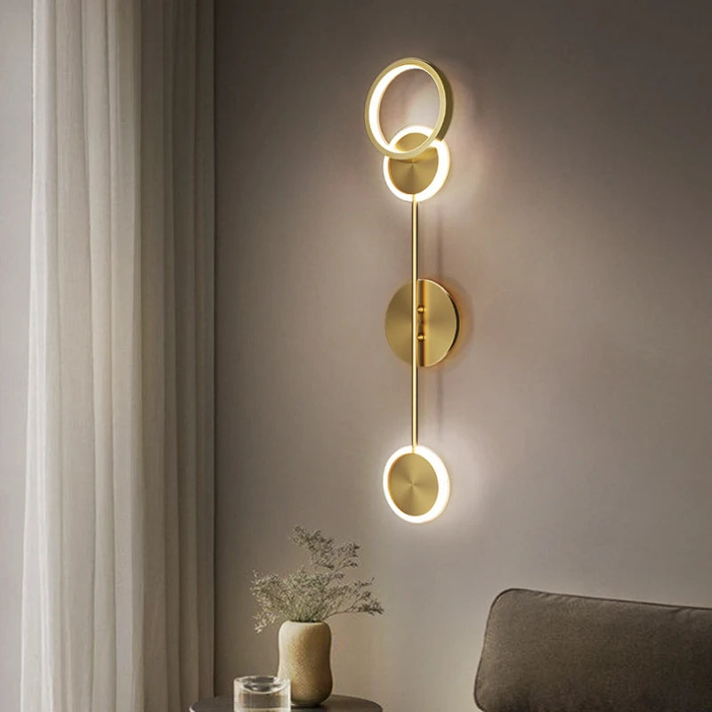 Modern Wall Sconce Light Fixture Indoor Lighting Bedside Lamp Led Home Decor Corridor Bedroom Living Room Acrylic Art Round gold