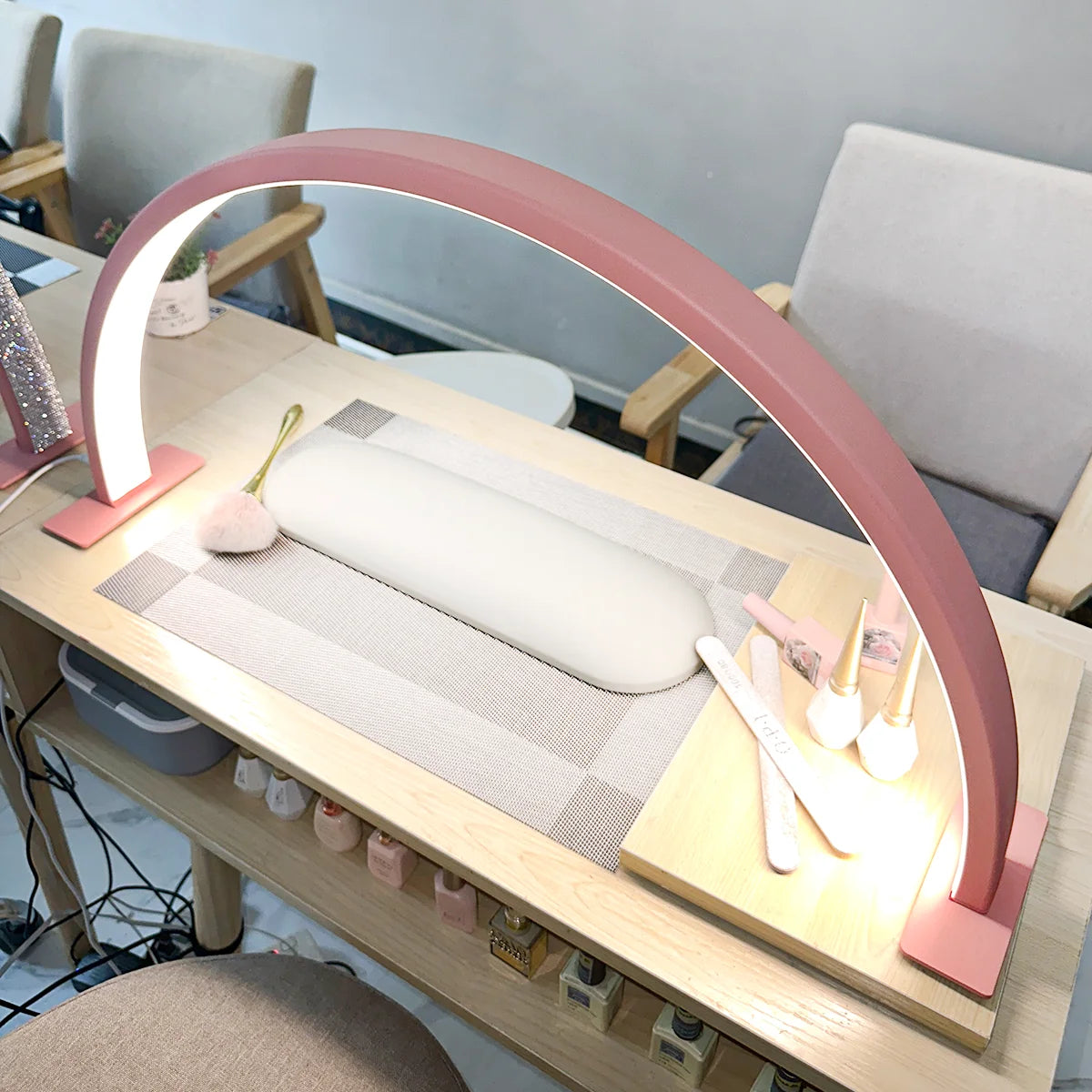 48W Moon Light for Nail Table New Half Moon Lamp For Nail Half Moon Nail Lamp Half Moon Desk Lamp Nail Beauty Salon LED Manicure