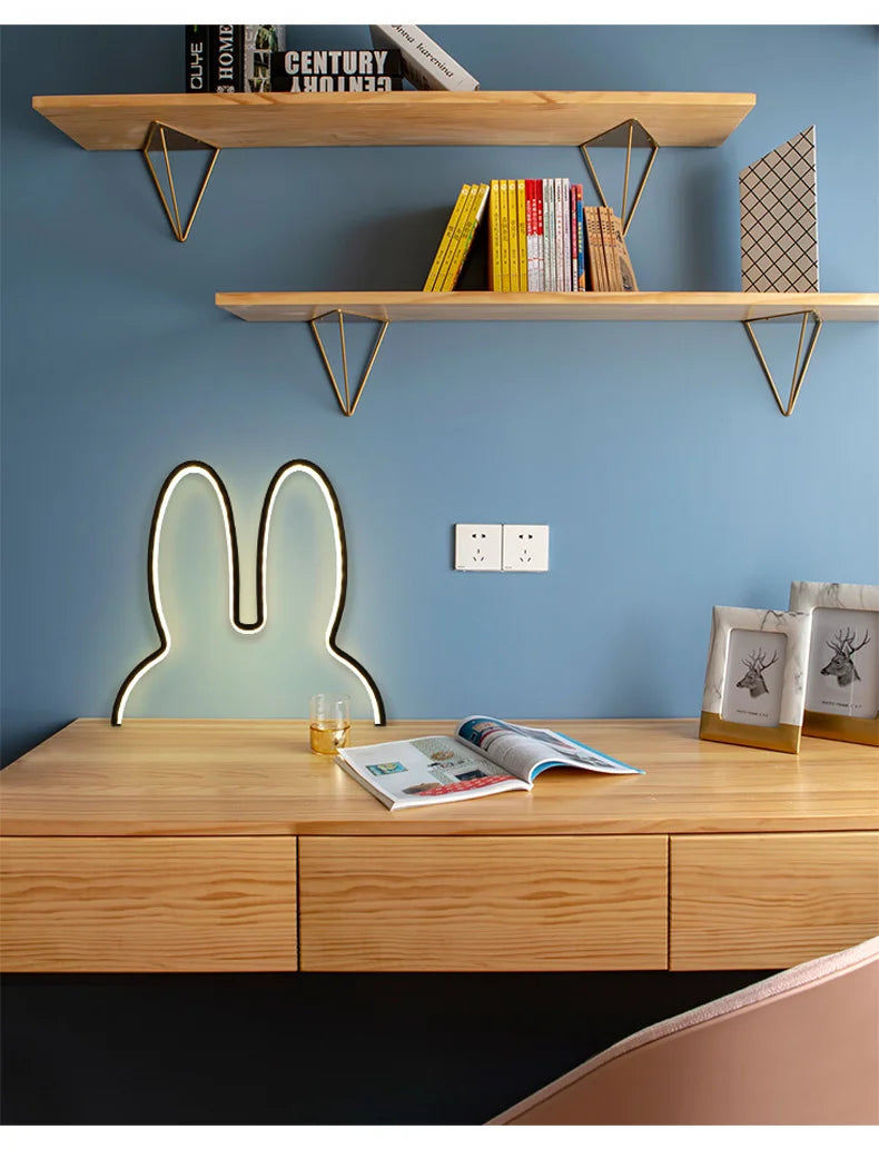 Cute Led Rabbit Wall Lights USB Powered Baby Desk Table Lamp For Bedroom Bedside Children Kid's Room Home Decor Atmosphere Light