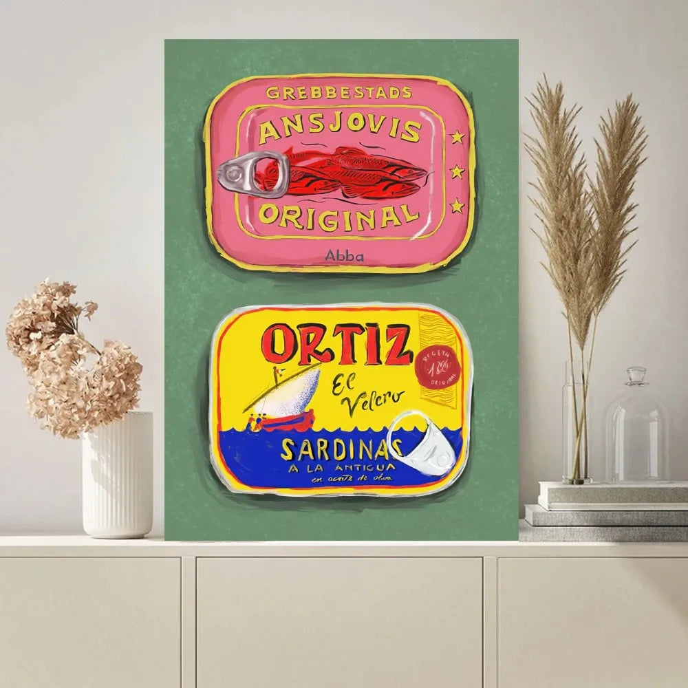 Cuadros Decoration Sardines Nordic Poster Paintings on The Wall Picture for Living Room Interior Painting Room Decoration