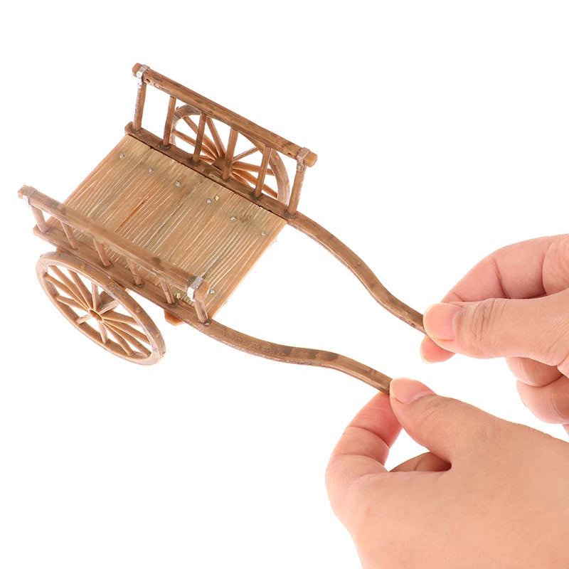 Dollhouse Miniature Simulation Assembled Cart  Model DIY Accessories Garden Furniture Toys