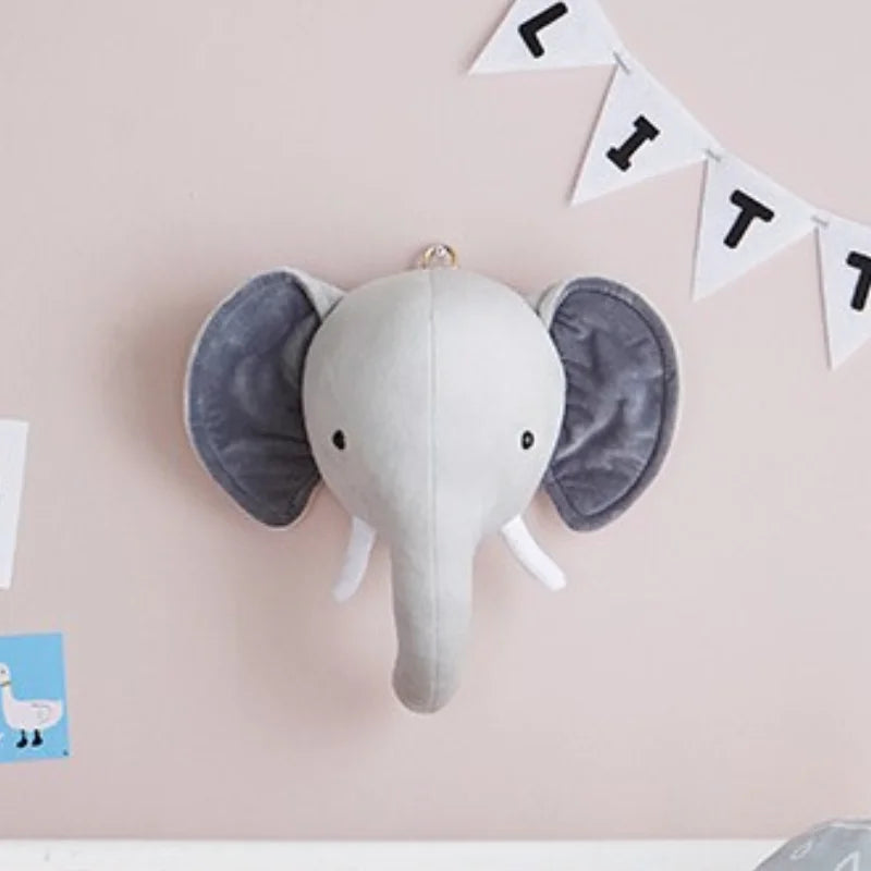 Wall Decoration Animal Head Soft Wall Hanging Ins Nordic Style Children's Room Creative Decoration Hanging Elephant