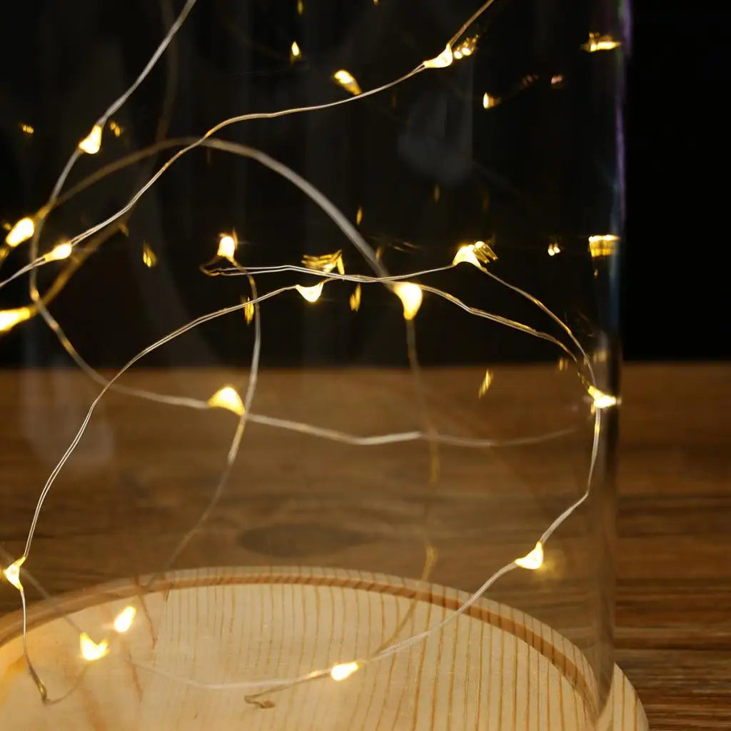 Brinkle Battery Operated LED Lights Wooden Base Clear Glass Cloche Dome Tabletop Decor for Home Decoration Gifts Party Decor