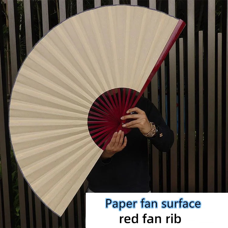 Large Blank Golden Foils Xuan Paper Fan Retro Wall Mount Painting Calligraphy DIY Paper Fan Oversize Home Decorative Folding Fan