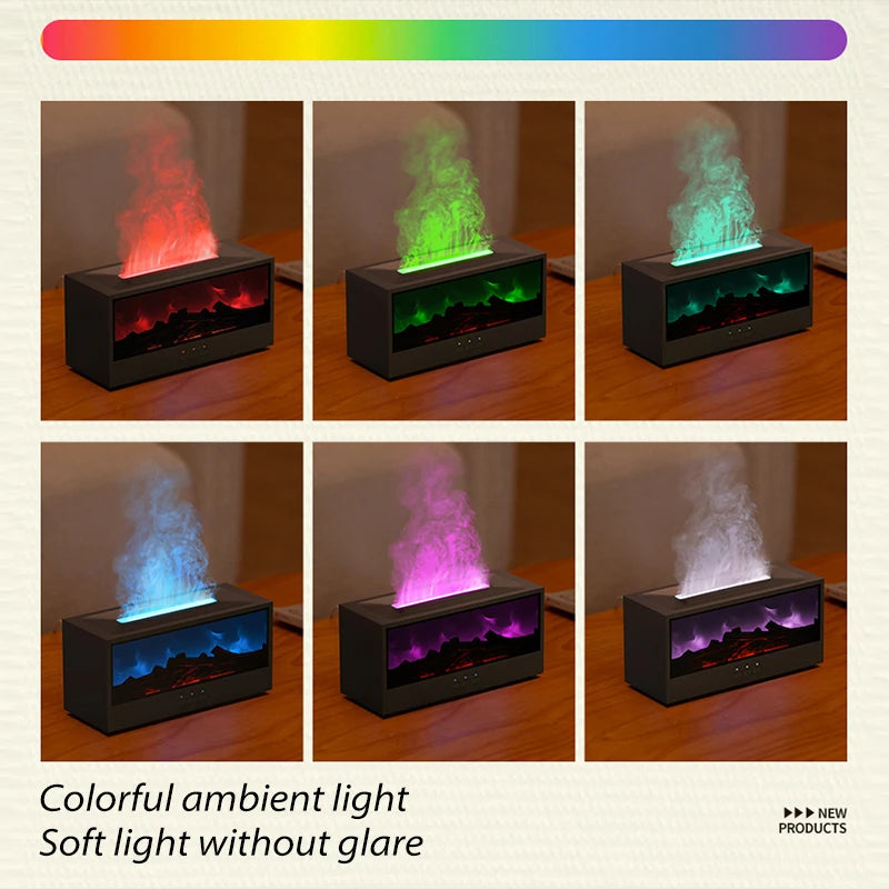 Creative Fireplace Aroma Diffuser Flame Air Humidifier Waterless Auto-Off Protection with Remote for Home Bedroom Holiday Gifts