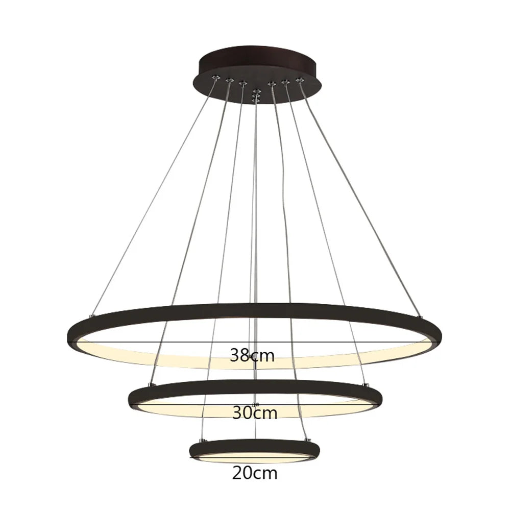 Simple Modern LED Pendant Chandelier High Brightness Decor Ornament for Living Room Dining Room Bedroom Adjustable Hanging Lamp
