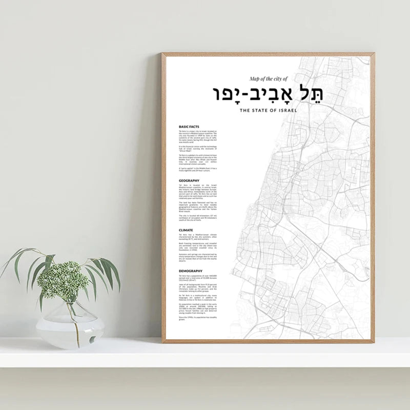 Tel Aviv Map Print Israel City Street Road Map Poster Black White Minimalist Wall Pictures Nordic Style Canvas Painting Decor