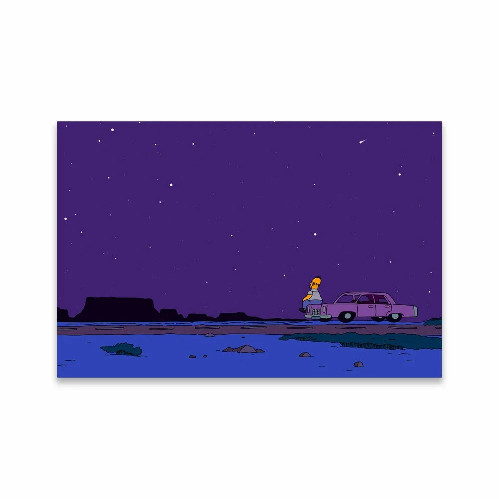 Simpsons Living Room Canvas Painting Movie Retro Funky Car Prints Simpsons Boat Landscape Poster Home Kids Bedroom Decor
