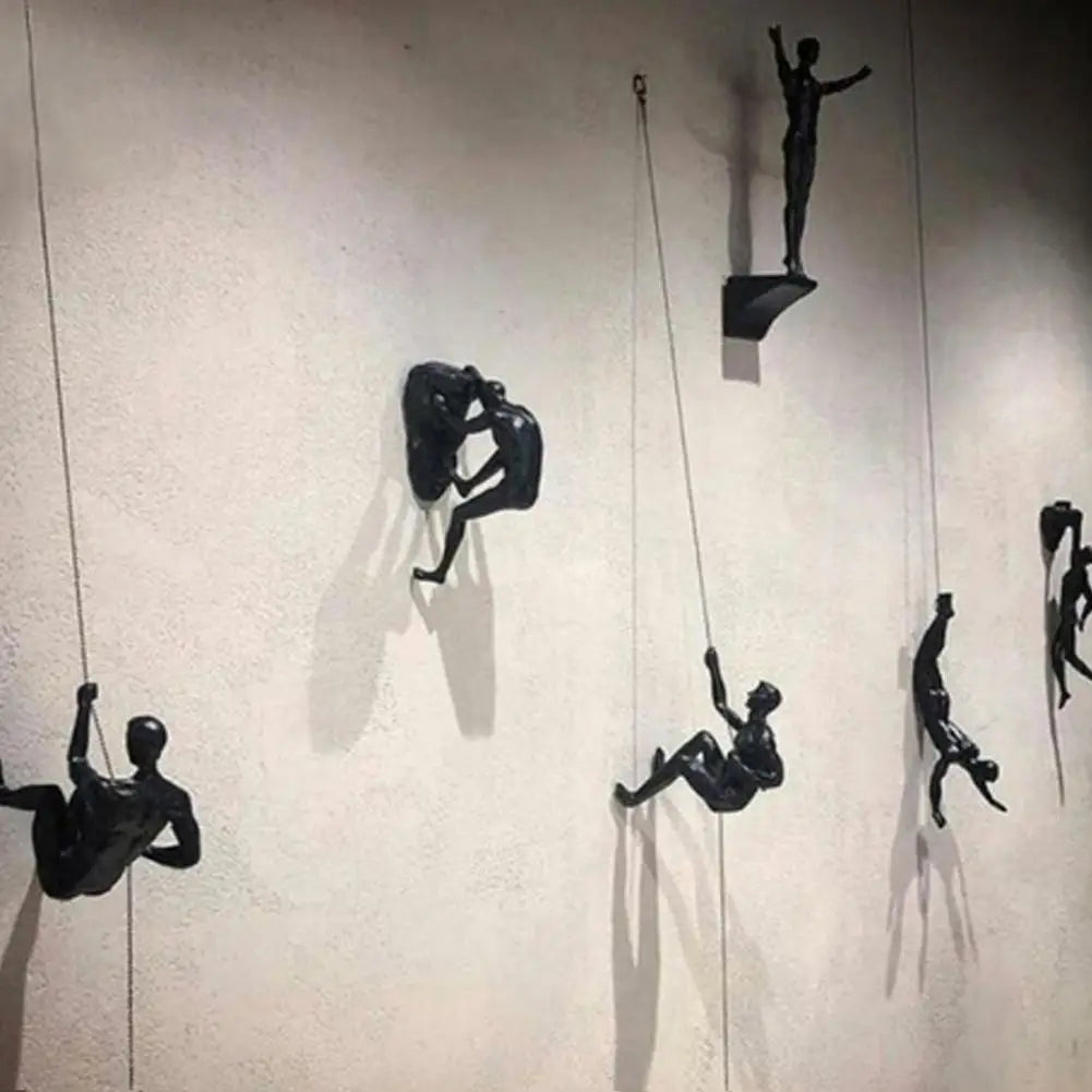 Creative Rock Climbing Man Resin Down Climbing Man Wall Art Decor 3D Art Climbing Men Sculpture Statue Figures Men's Gifts