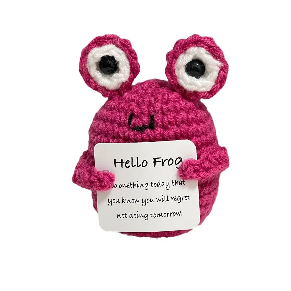 Crochet Positive Energy Bee Hand-woven Dolls Hug Pocket Handmade Knitting Doll With Card Desktop Ornament Gift Home Room Decor